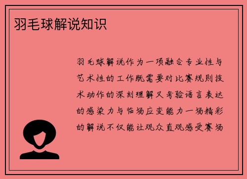 羽毛球解说知识